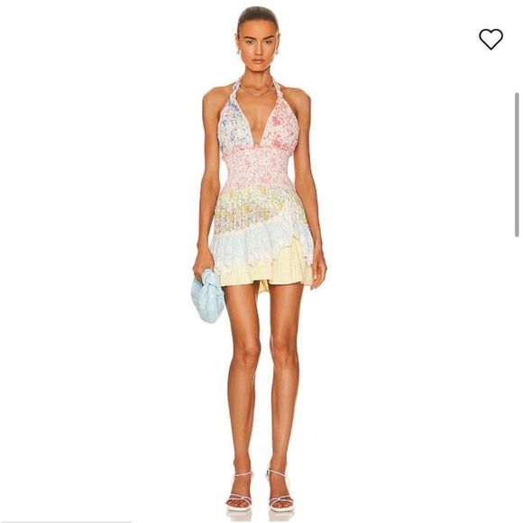 NWT LoveShackFancy Cambria Halter Mini Dress - Picture 7 of 12